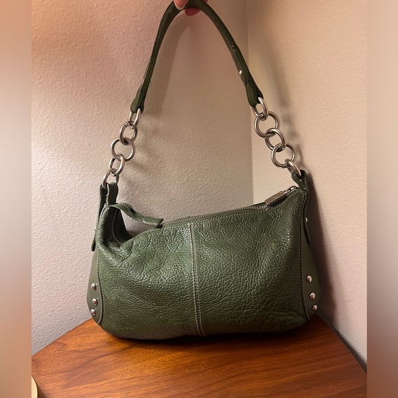 Furla Green Leather Studded Shoulder Bag - Picture 2 of 16